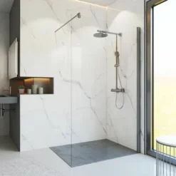 SCHULTE Paroi De Douche à L'italienne, Profilé Gun Métal à Clipser, Paroi Fixe Walk In, Verre 5 Mm Anticalcaire, 90 X 200 Cm