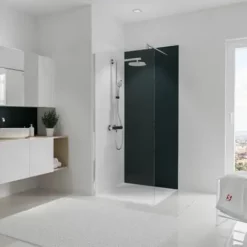 Panneau Mural Anthracite, Revêtement Pour Douche Et Salle De Bains, DécoDesign COULEUR, Schulte, 90 X 210 Cm
