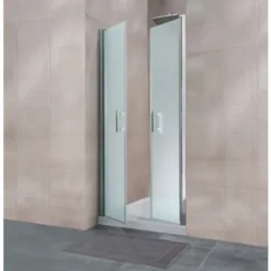 Portes De Douche Battantes, Verre 5 Mm Anticalcaire, Verre Sablé, Profilé Aspect Chromé, Reverso, Schulte, 70 X 195 Cm