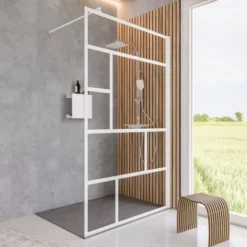 Paroi De Douche à L'italienne, Verrière Blanche Mate, Paroi Fixe Walk In Style Industriel, NewStyle Atelier Schulte, Verre 6 Mm, 90 X 200 Cm