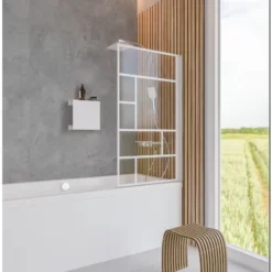 Pare-baignoire Rabattable, 80 X 140 Cm, Verre 5 Mm, Paroi De Baignoire 1 Volet, écran De Baignoire Pivotant Schulte, Verrière Blanche Industrielle, Fin De Série