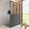 Paroi De Douche à L'italienne Verrière, Profilé Noir à Clipser, Paroi Fixe Walk In Style Industriel, NewStyle Atelier 6 Schulte, Verre 6 Mm, 90 X 200 Cm