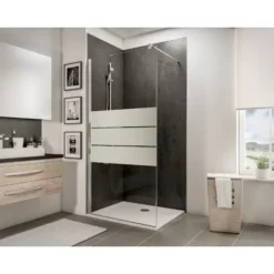 Paroi De Douche à L'italienne, Paroi Fixe Walk In, NewStyle Schulte, Traitement Anticalcaire,profilé Aspect Chromé, Décor Dépoli Light, Verre 6 Mm, 100 X 190 Cm
