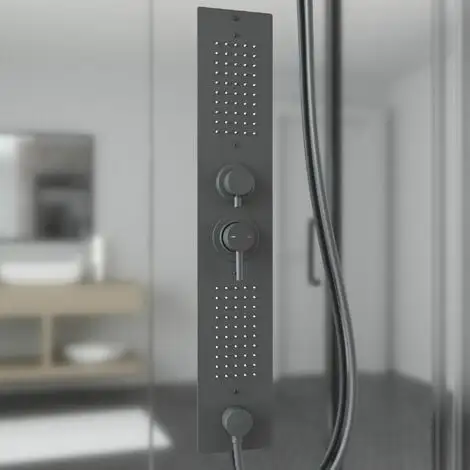 Cabine De Douche Intégrale Hydromassante, 85 X 115 Cm, Cabine De Douche Complète, Couleur Noir, Bali, Schulte 4 Cabine De Douche Intégrale Hydromassante, 85 X 115 Cm, Cabine De Douche Complète, Couleur Noir, Bali, Schulte – Image 2