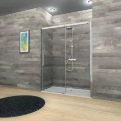 Porte De Douche Coulissante, 120 X 200 Cm, Verre 8 Mm, Profilés Aspect Chromé, MasterClass, Schulte, Ouverture Vers La Droite