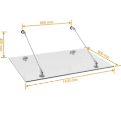 SCHULTE Auvent Marquise De Porte, 140 X 90 Cm, Davita, Verre Véritable 12 Mm, Fixations Inox -SCHULTE Soldes Boutique 7318347 4