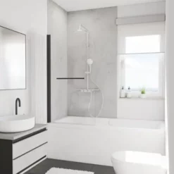 Pare-baignoire Rabattable 80 X 140 Cm, Verre 5 Mm Anticalcaire, Paroi De Baignoire 1 Volet, écran De Baignoire Pivotant, Capri Deluxe, Schulte, Profilé Noir