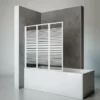 Pare-baignoire Rabattable, Sans Percer, écran De Baignoire Pivotant à Coller, Paroi De Baignoire Schulte, Verre 3 Mm, Décor Sérigraphié Rayures Horizontales, Profilé Blanc, 3 Volets 127 X 120 Cm -SCHULTE Soldes Boutique 9859976 1